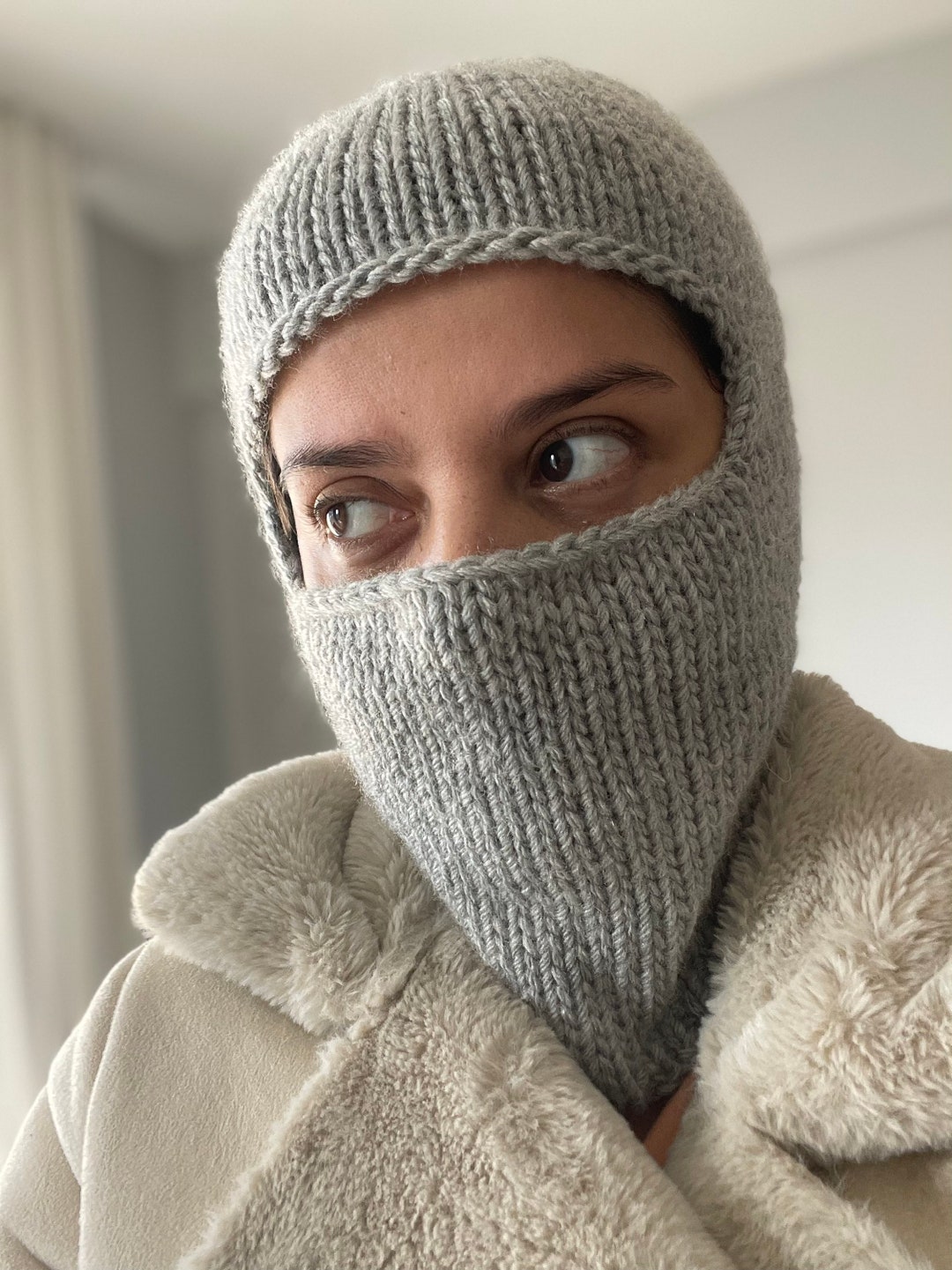 Balaclava Knit Wool Balaclava Snowboard Mask Etsy