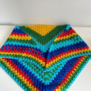 Handmade Colorful Crochet Shawl – Rainbow Granny Stitch Wrap – Cozy Lightweight Boho Shawl – Festival Crochet Scarf – Multicolor Winter Cape