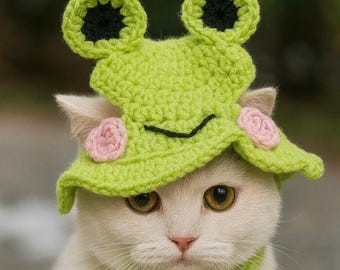 Crochet Frog Hat Pattern for Cats: Easy DIY Pet Costume (PDF Pattern)