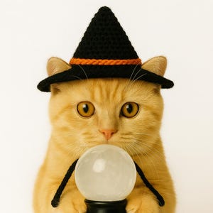 Crochet Witch Cat Hat: Handmade Halloween Costume, Funny Pet Outfit