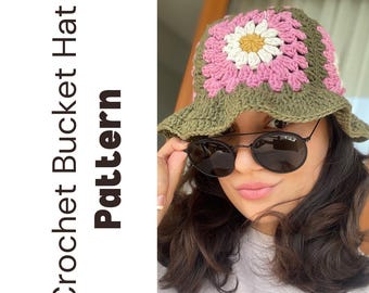 Crochet Sunflower Bucket Hat Pattern, Digital Pattern