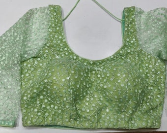 Green Readymade Stitch Heavy Wedding Blouse Silk Party Wear - Etsy
