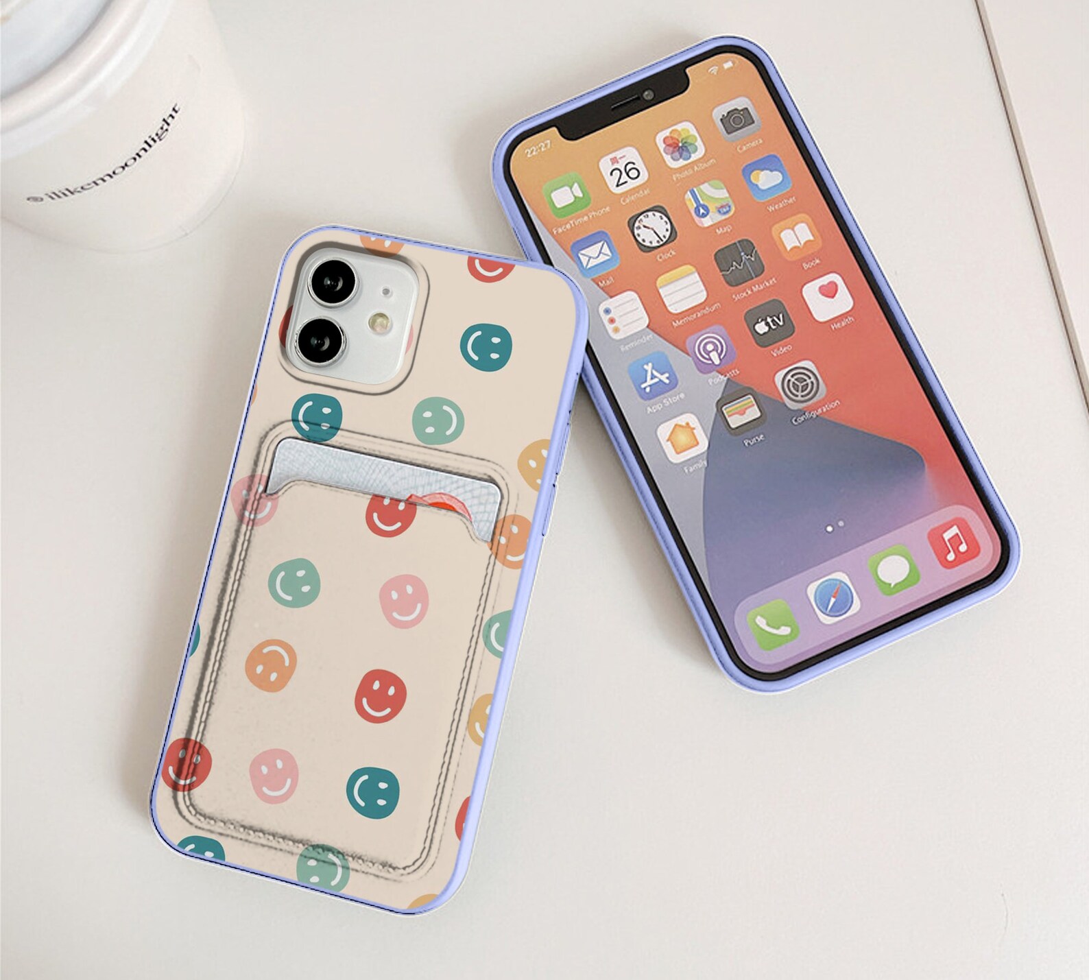 Smiley Face Card Pocket Case Iphone 13 Pro Max Iphone 11 Pro Etsy UK