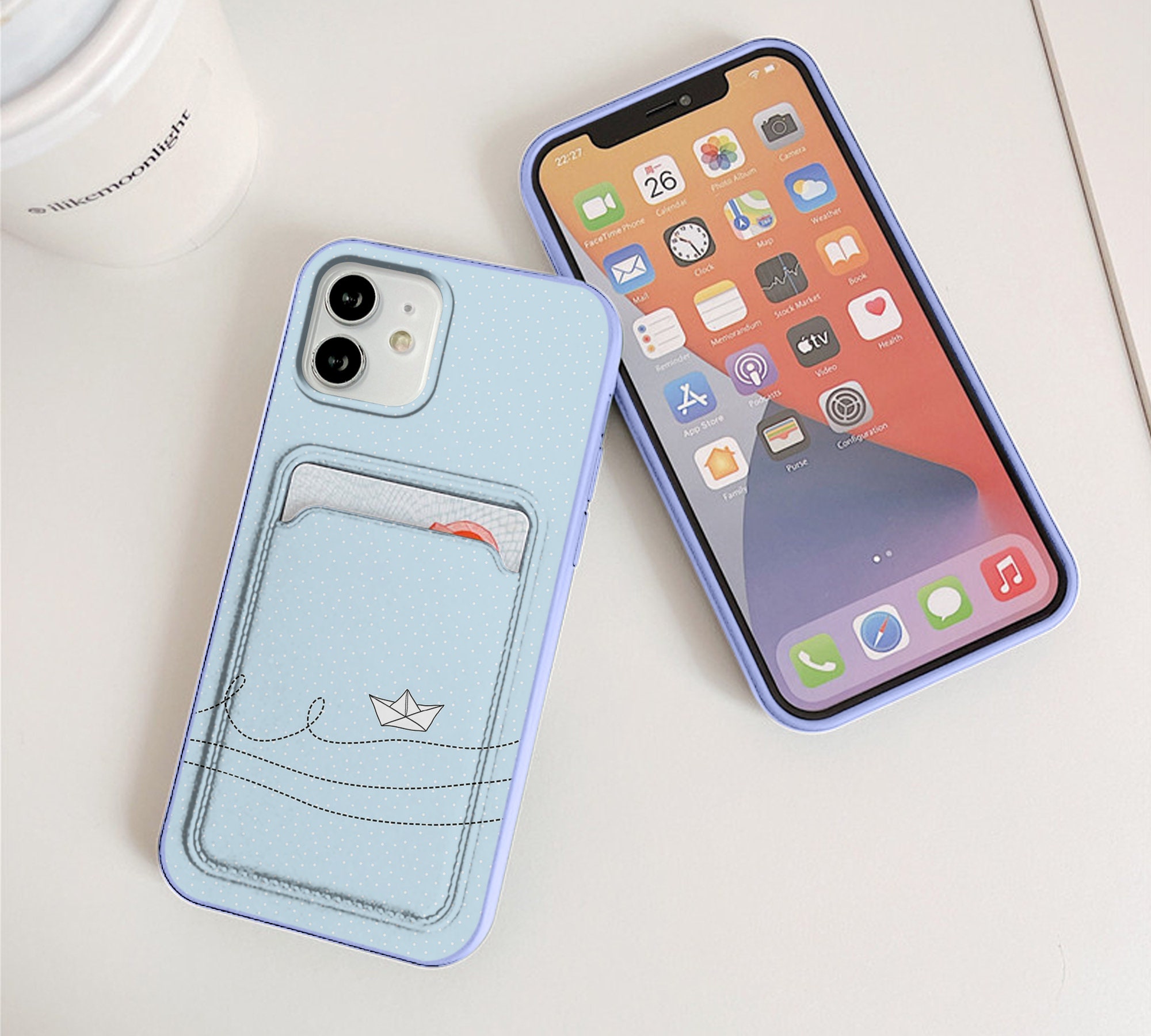 Pastel Minimal Card Pocket Case Iphone 13 Pro Max Iphone 11 Etsy