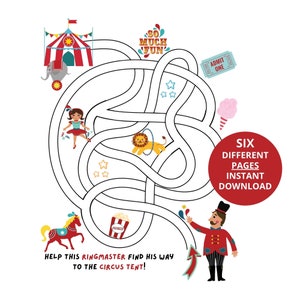 Six Printable Kids Maze Pages • Mazes For Kids Ages 4-8 • Preschool • Kindergarten • Kids Activity Printable PDF • Instant Digital Download