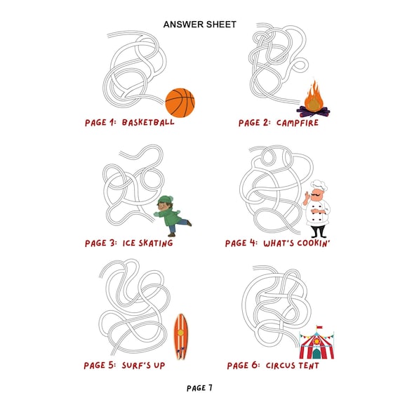 Six Printable Kids Maze Pages Mazes for Kids Ages 4-8 Preschool