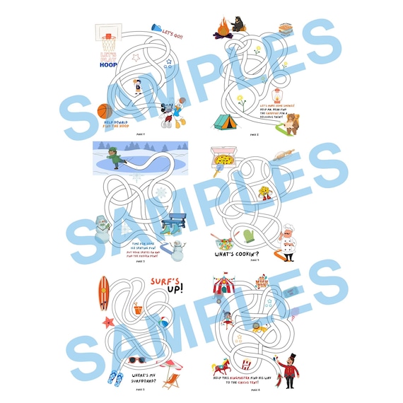 six printable kids maze pages mazes for kids ages 4 8 etsy
