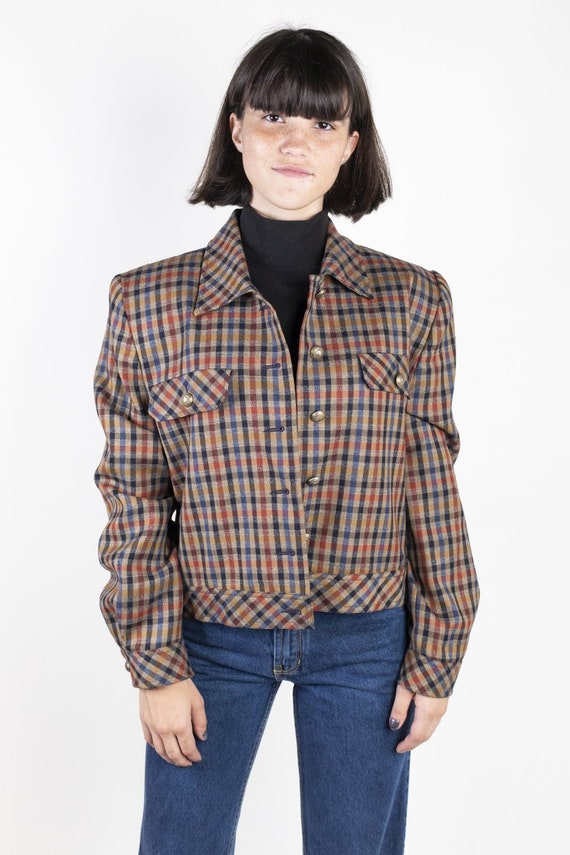 Plaid Cropped Jacket by Doncaster 1980s