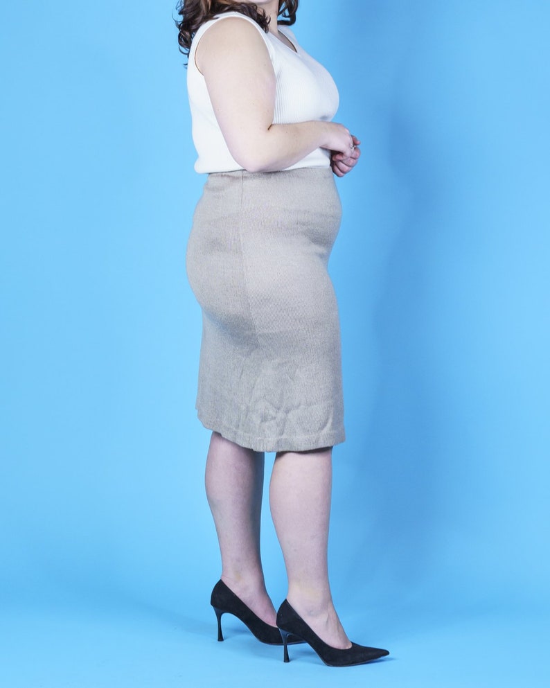 Taupe Knit Midi Skirt
