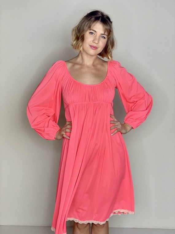 Coral Empire Waist Dress 1960s