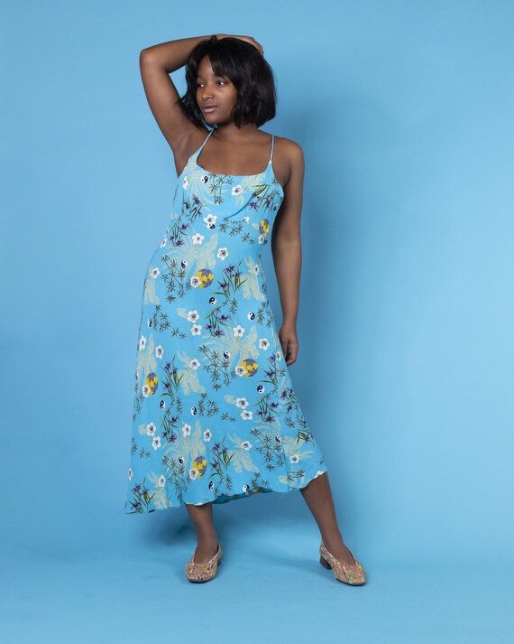Sky Blue Yin Yang Pattern Slip Dress by Angie 1990