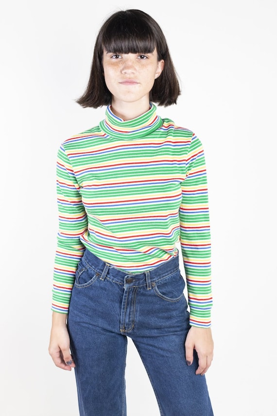 Colorful Striped Turtle Neck by SKYR 1970s