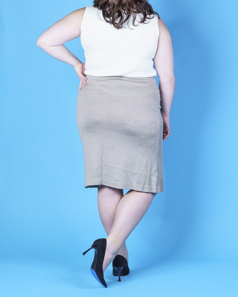 Taupe Knit Midi Skirt