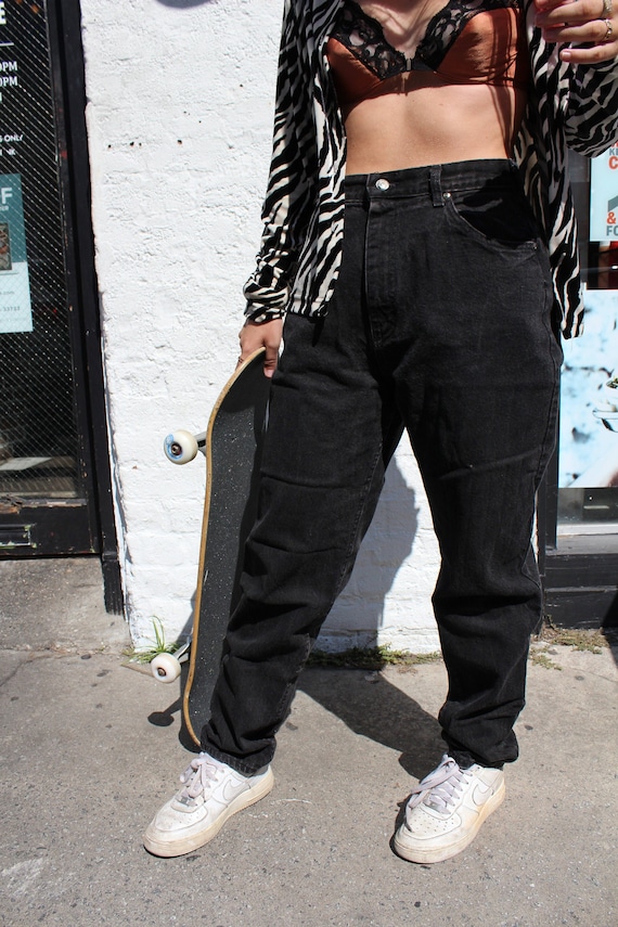 Black High Waisted Denim Jeans By Lee 1980s