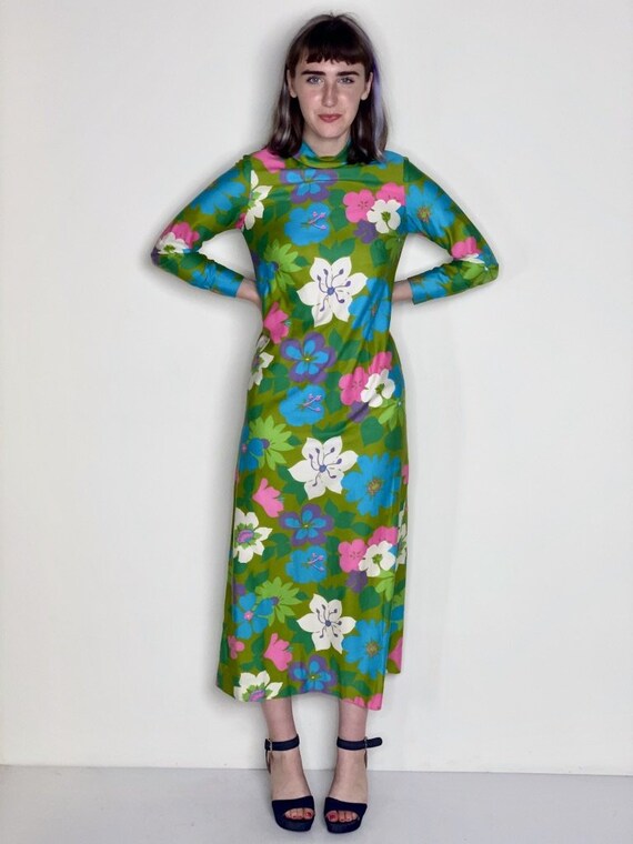 Floral Maxi Hawaiian Dress 1960s