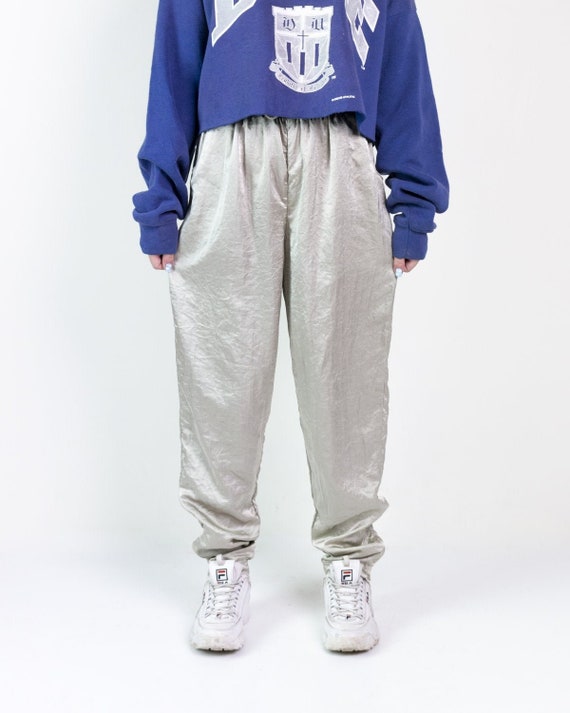 Taupe Metallic Nylon Elastic Waist Pants by Le Coq