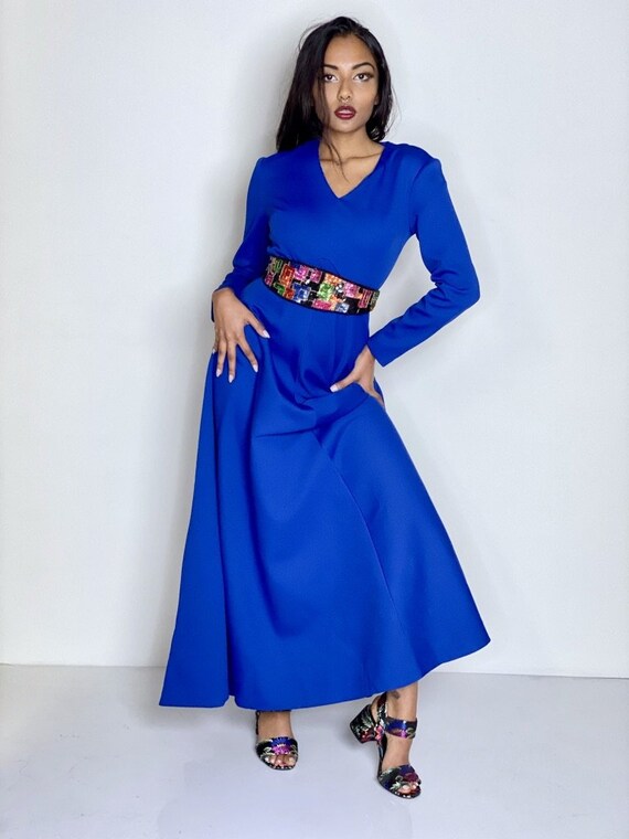 Royal Blue Evening Dress 1970s