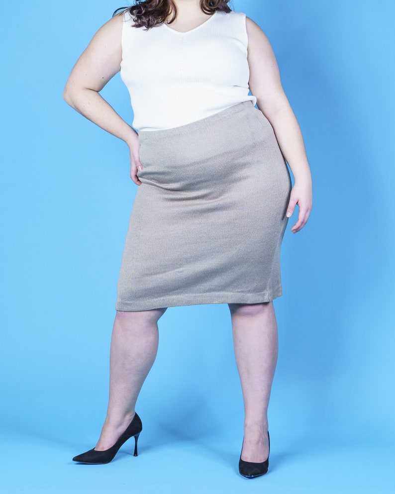 Taupe Knit Midi Skirt