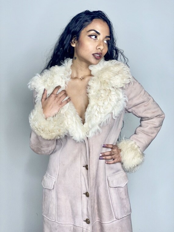Beige Suede Shearling Coat by Regence 1960s