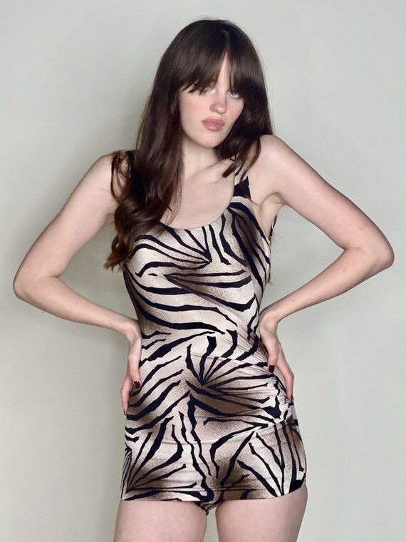 One Piece Zebra Print Swimsuit by Sirena 1960s
