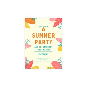 Zomerfeest ansichtkaartenbundel - inclusief uitnodigingen, wenskaarten, aankondigingen voor doe-het-zelfevenementen, bloemdessin, enveloppen