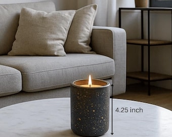 Vela en tarro de hormigón con aroma a vainilla negra inglesa: un estilo minimalista y tranquilo hecho a mano.