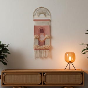 Handwoven Pastel Wall Hanging – Cotton Wool Boho Art Tapestry with Fringes