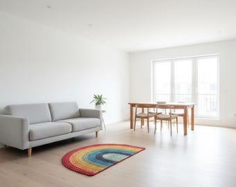 Jute Fußmatte Regenbogen - Hand geflochtener natürlicher umweltfreundlicher Boho Willkommen Teppich, Einweihungsgeschenk