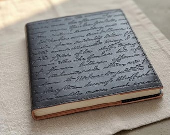Cuaderno de piel de búfalo repujada - Diario tipográfico hecho a mano, cuaderno de viaje de papel reciclado, regalo para escritores