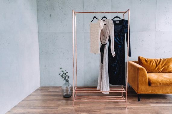 Rose Gold Copper Clothing Rail With Shoe Rack Garment Rose Gold Copper Clothing Rail With, Rose Gold Garment Rack