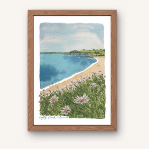 A4 Gylly Beach Art Print | Falmouth Art Print | Watercolour Art | Cornwall Wall Decor | Falmouth Painting | Travel Poster | Cornwall Art