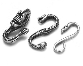 Fermoir crochets serpent en S en acier inoxydable 2 pièces pour bracelet réglable en cuir de 3 mm pour la fabrication de bijoux connecteurs accessoires