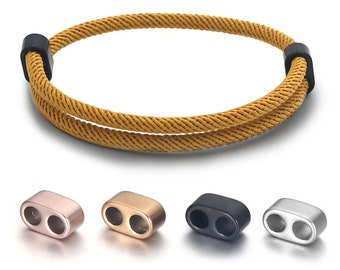 Stainless Steel Gold End Caps Spacer Beads Connector Clasp for Adjustable Bracelet Milan Rope Jewelry Making Findings