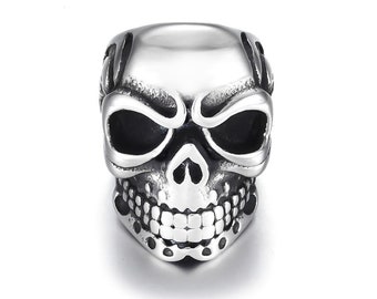 Stainless Steel Beads Skull Spacer Metal Large Hole 8mm Charm Slider DIY Men Bracelet Making Supplies Handmade Jewelry Findings