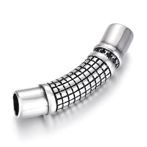Stainless Steel Tube Connector Curved Grid Hole 6mm for DIY Bracelet Findings Masculine Jewelry Making Supplies Wholesale