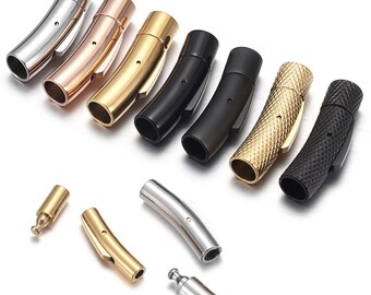 Roestvrijstalen Gebogen Bajonetsluiting Druksluiting Vetersluiting Lederen Sluitingen voor Armband Sieraden Maken Accessoires: