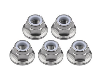 5Pcs Titanium Flange Nylon Lock Nuts: M6 M8 M10 M12