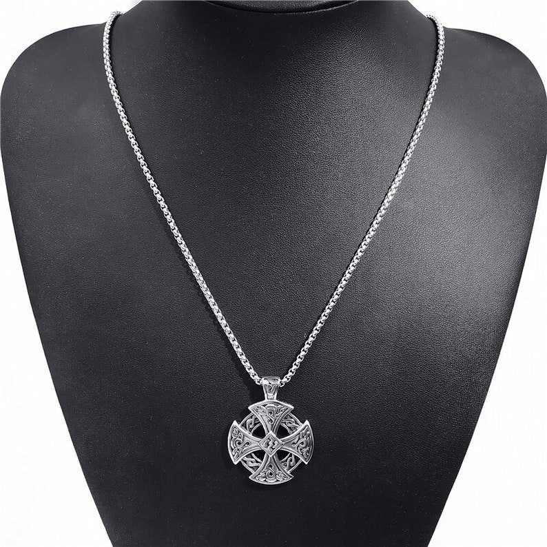 Celtic Solar Cross Mens Stainless Steel Pendant Chain Necklace - Etsy