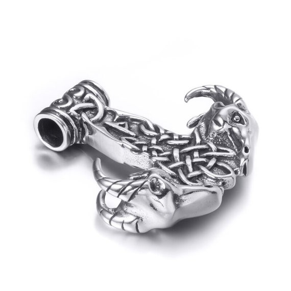 Viking Thor's Hammer Celtic Knot Goat Skull Pendant Etsy