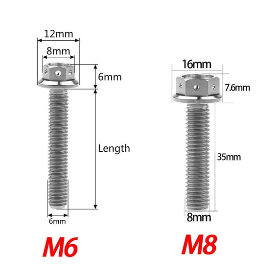 M5 Bullone Titanio 12mm Testa Esagonale Gara Flangia Forati - Foto 8