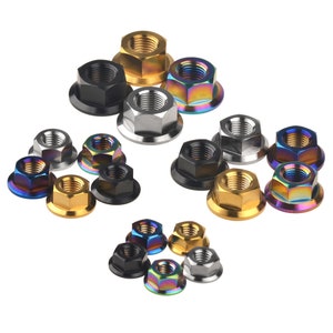 5Pcs Titanium Nuts Ti M5 M6 M8 M10 M12 M14 M16 Flange Nut Screws Bolts for Motorcycle Bicycle Bike