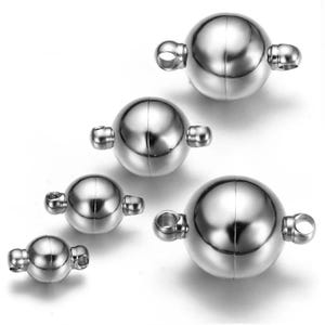 Stainless Steel Magnetic Clasp Round Ball Leather Cord Clasps Bracelet Magnet Buckle DIY Parts for Jewelry Making Supplies