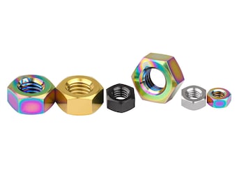 5 titanium zeskantmoeren: M4-M8, regenboog, goud, zwart