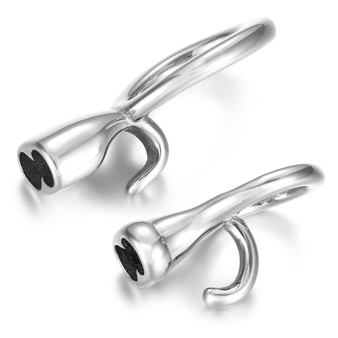 Stainless Steel End Cap Hook: Double Hole 5mm Leather Cord Connector - Etsy