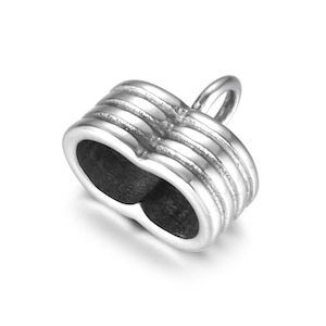 Stainless Steel End Beads with Loop Thread Double Hole 5mm for Jewelry Making Supplies Leather Cord End Caps DIY Accessories