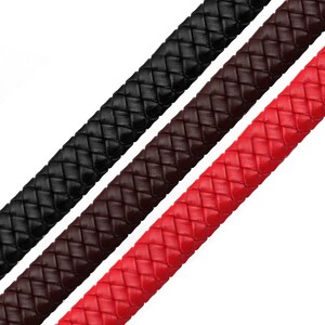 Braided Leather Cord: 12x6mm Cowhide Rope for DIY Jewelry