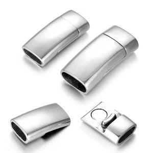 Stainless Steel Magnetic Clasp Flat Hole 8*3mm 10*5mm Leather Cord Bracelet Magnet Buckle DIY Parts Jewelry Making Supply