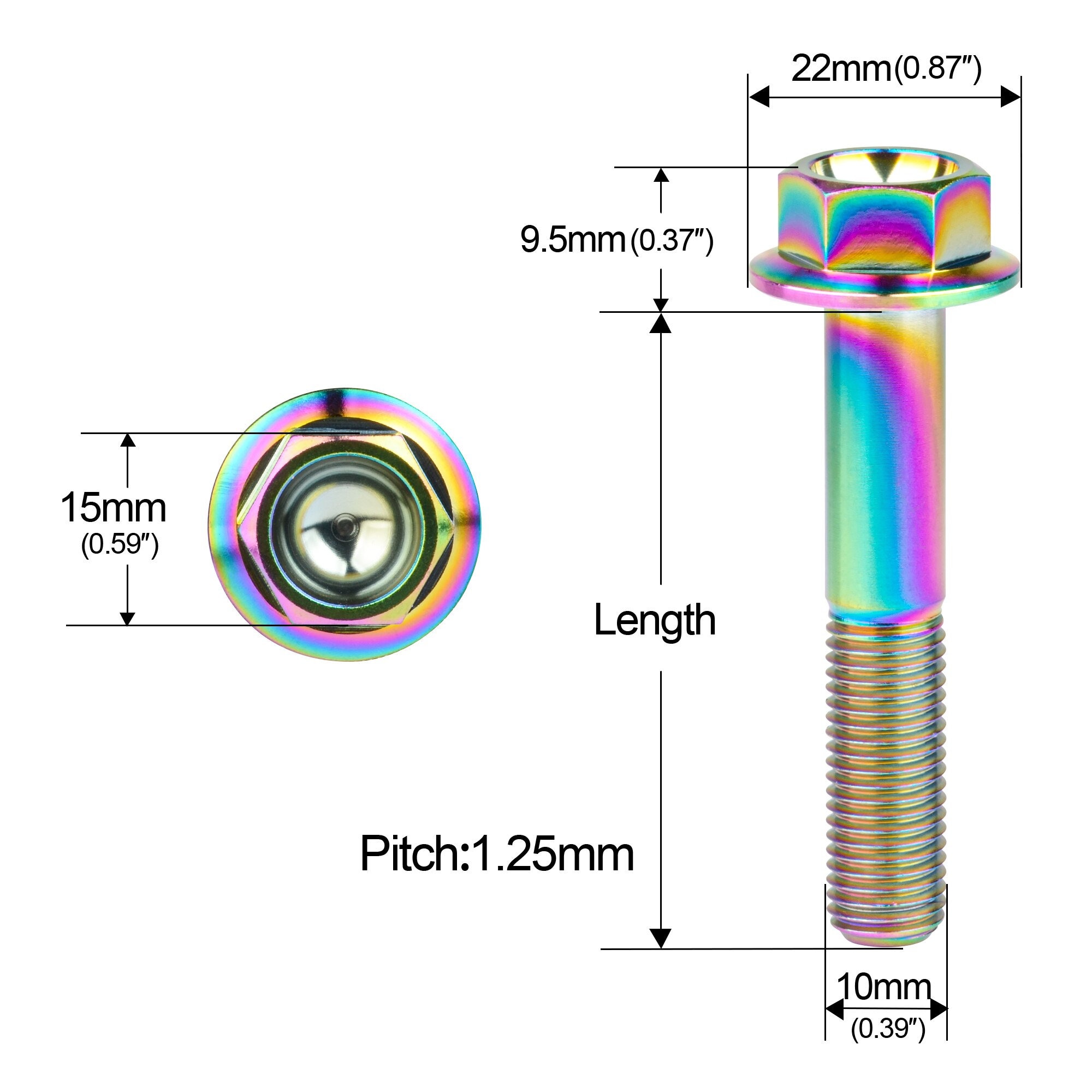 1* M10 X20-90mm Titanium Drilled Flange Hex Socket Pitch Screw Bolt Motorcycle E - Foto 2