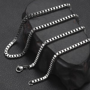 Stainless Steel Box Chain Necklace: 3mm Silver Jewelry