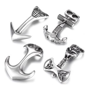 Stainless Steel Viking Thor&#39;s Hammer Hooks Curved Double Hole 6mm for Bracelet Jewelry Making Findings DIY Accessories